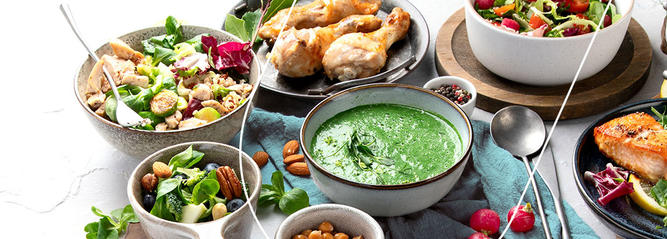 A selection of food on a table