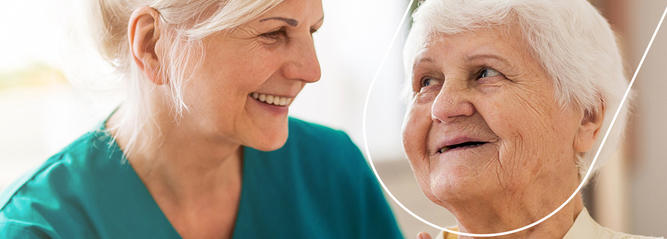 Caregiver with elderly patient