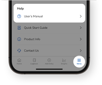 Screenshot of the SmartGuide apps’ Help section featuring a highlight over the User Manual.