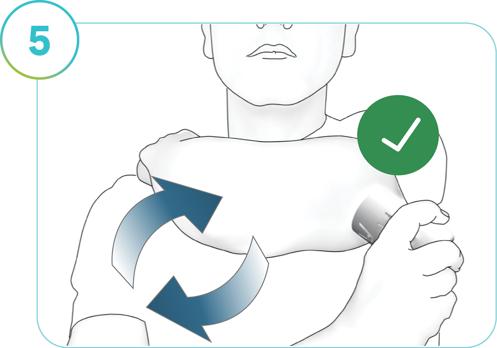 The image depicts a person applying a new SmartGuide sensor to a new location.