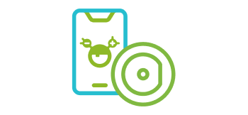 Icon representing a smartphone and a CGM sensor.