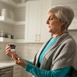 Lady monitoring her blood sugar levels