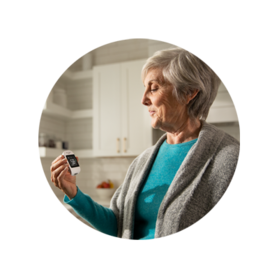 Lady reading blood glucose results