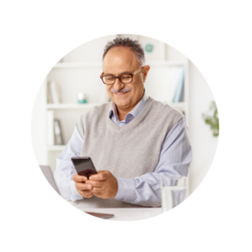 Man using phone and smiling