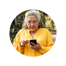 Lady using mobile phone