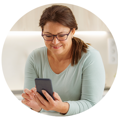 Lady using mobile phone