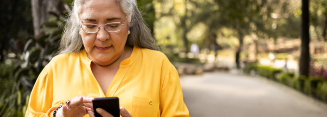 Lady using mobile phone
